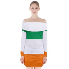 Flag Of Ireland Irish Flag Long Sleeve Off Shoulder Dress by FlagGallery