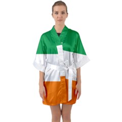 Flag Of Ireland Irish Flag Quarter Sleeve Kimono Robe by FlagGallery