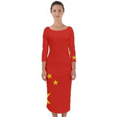 Chinese Flag Flag Of China Quarter Sleeve Midi Bodycon Dress by FlagGallery