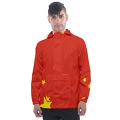 Chinese Flag Flag Of China Men s Front Pocket Pullover Windbreaker