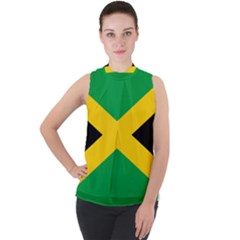 Jamaica Flag Mock Neck Chiffon Sleeveless Top by FlagGallery