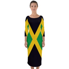 Jamaica Flag Quarter Sleeve Midi Bodycon Dress by FlagGallery