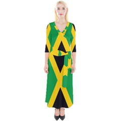 Jamaica Flag Quarter Sleeve Wrap Maxi Dress by FlagGallery