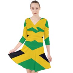 Jamaica Flag Quarter Sleeve Front Wrap Dress by FlagGallery