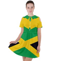 Jamaica Flag Short Sleeve Shoulder Cut Out Dress  by FlagGallery