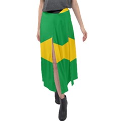 Jamaica Flag Velour Split Maxi Skirt by FlagGallery