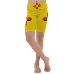 New Mexico Flag Kids  Lightweight Velour Cropped Yoga Leggings by FlagGallery