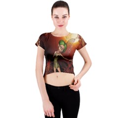 Little Fairy Dancing In The Night Crew Neck Crop Top by FantasyWorld7