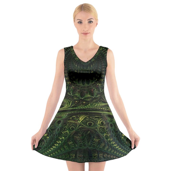 Background Alien Render 3d Fantasy V-Neck Sleeveless Dress