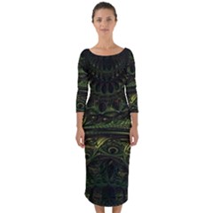 Background Alien Render 3d Fantasy Quarter Sleeve Midi Bodycon Dress by Pakrebo