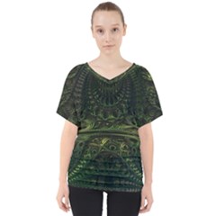 Background Alien Render 3d Fantasy V-neck Dolman Drape Top