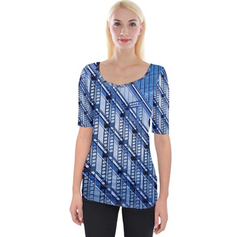 Abstract Architecture Azure Wide Neckline Tee by Pakrebo