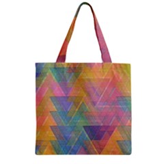 Triangle Pattern Mosaic Shape Zipper Grocery Tote Bag