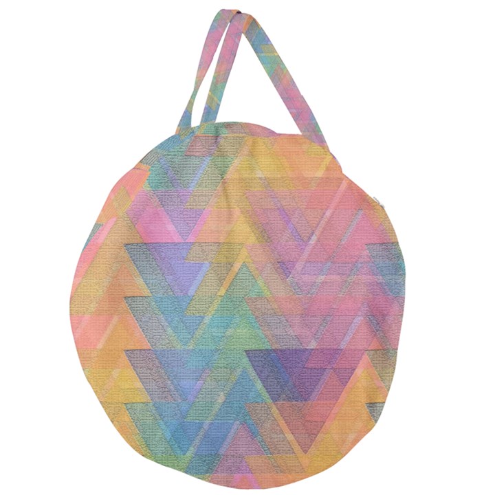 Triangle Pattern Mosaic Shape Giant Round Zipper Tote