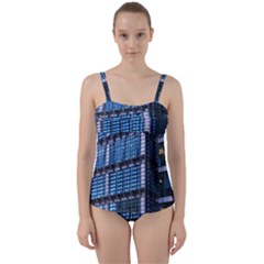 Abstract Architecture Background Twist Front Tankini Set by Pakrebo