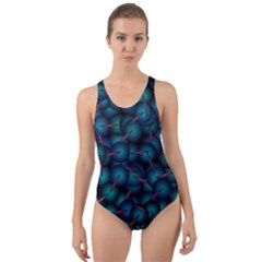 Background Abstract Textile Design Cut-Out Back One Piece Swimsuit
