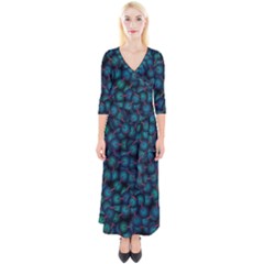 Background Abstract Textile Design Quarter Sleeve Wrap Maxi Dress
