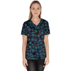 Background Abstract Textile Design Women s V-neck Scrub Top