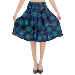 Background Abstract Textile Design Flared Midi Skirt