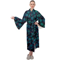 Background Abstract Textile Design Maxi Tie Front Velour Kimono