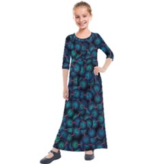 Background Abstract Textile Design Kids  Quarter Sleeve Maxi Dress