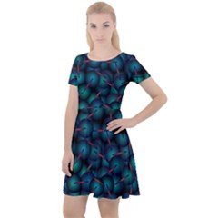 Background Abstract Textile Design Cap Sleeve Velour Dress 