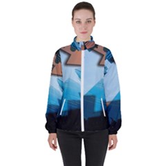 London Skyscraper Lighting Contrast Women s High Neck Windbreaker by Pakrebo