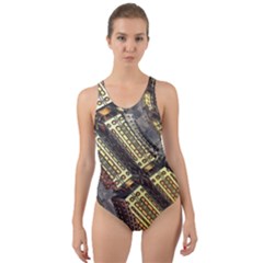 Render 3d Fractal Design Metal Cut-out Back One Piece Swimsuit by Pakrebo