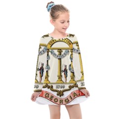 Historical Coat Of Arms Of Georgia Kids  Long Sleeve Dress by abbeyz71