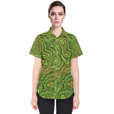 Background Abstract Green Seamless Women s Short Sleeve Shirt by Pakrebo