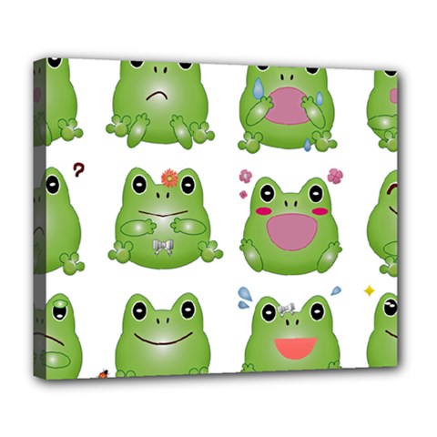 Kawaii Frog Rainy Season Japanese Deluxe Canvas 24  X 20  (stretched)