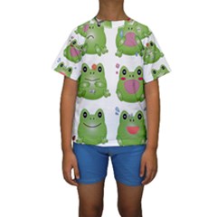 Kawaii Frog Rainy Season Japanese Kids  Short Sleeve Swimwear by Pakrebo