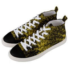 Rich Yellow Digital Abstract Men s Mid-top Canvas Sneakers by Pakrebo