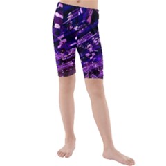 Light Violet Purple Technology Kids  Mid Length Swim Shorts