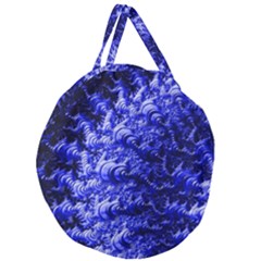 Rich Blue Digital Abstract Giant Round Zipper Tote