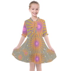 Background Floral Non Seamless Kids  All Frills Chiffon Dress