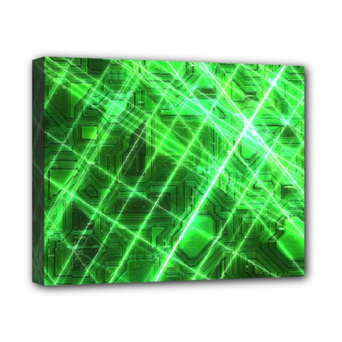 Futuristic Background Laser Green Canvas 10  X 8  (stretched) by Pakrebo