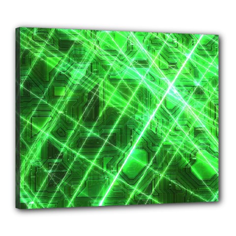 Futuristic Background Laser Green Canvas 24  X 20  (stretched) by Pakrebo