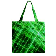 Futuristic Background Laser Green Zipper Grocery Tote Bag