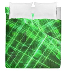 Futuristic Background Laser Green Duvet Cover Double Side (queen Size) by Pakrebo