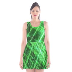 Futuristic Background Laser Green Scoop Neck Skater Dress by Pakrebo