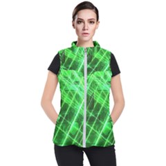 Futuristic Background Laser Green Women s Puffer Vest by Pakrebo