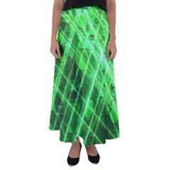 Futuristic Background Laser Green Flared Maxi Skirt by Pakrebo