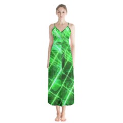 Futuristic Background Laser Green Button Up Chiffon Maxi Dress by Pakrebo