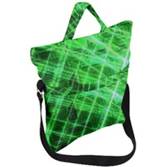 Futuristic Background Laser Green Fold Over Handle Tote Bag