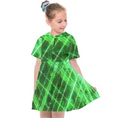 Futuristic Background Laser Green Kids  Sailor Dress