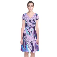 Color Acrylic Paint Art Painting Short Sleeve Front Wrap Dress by Pakrebo