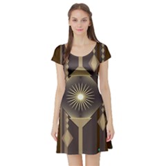 Background Colors Abstract Short Sleeve Skater Dress