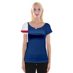 Blue Bunker Hill Flag Cap Sleeve Top by abbeyz71