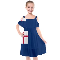Blue Bunker Hill Flag Kids  Cut Out Shoulders Chiffon Dress by abbeyz71